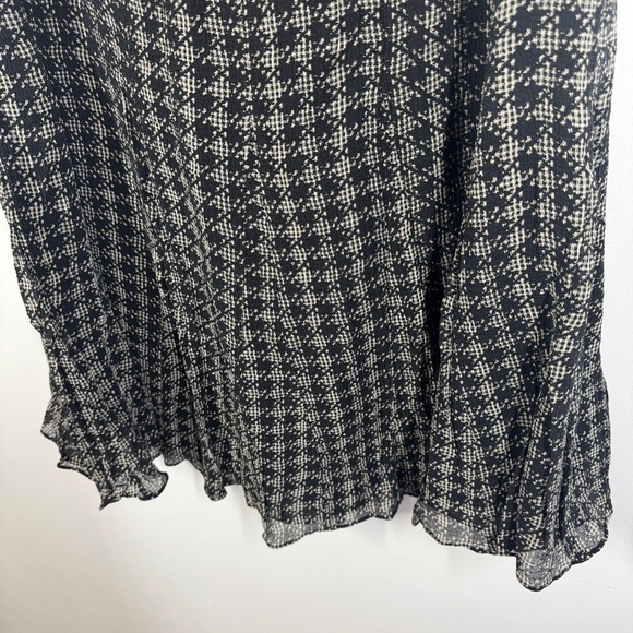 Vintage Anne Klein Black Cream Silk Houndstooth Midi Workwear Skirt Size 10 - Picture 12 of 15
